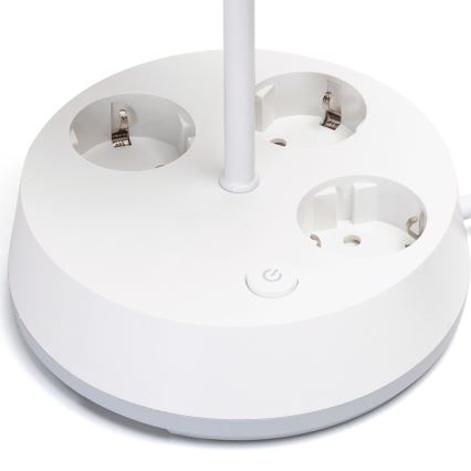 Aigostar - Candeeiro de mesa com tomadas, soquete 1xE27/60W/230V, branco