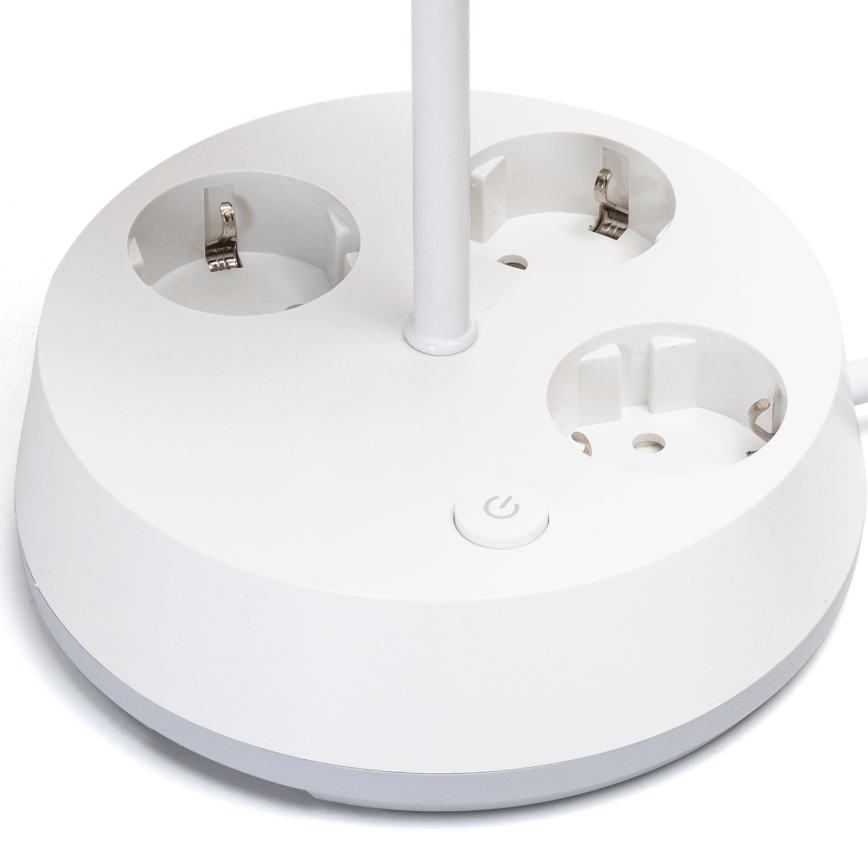 Aigostar - Candeeiro de mesa com tomadas, soquete 1xE27/60W/230V, branco