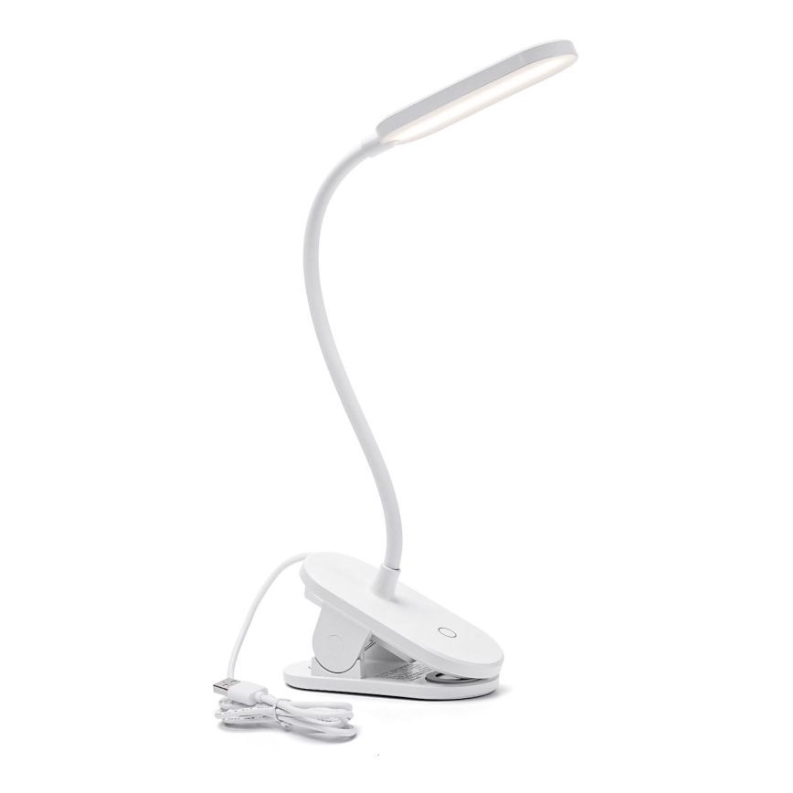 Aigostar - Candeeiro de mesa LED com regulação com clipe LED/2,5W/5V branco