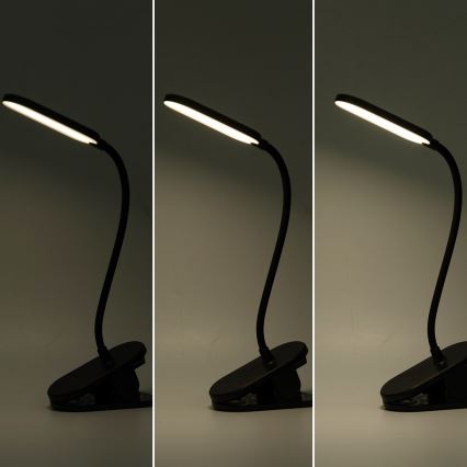Aigostar - Candeeiro de mesa LED com regulação com clipe LED/2,5W/5V preto