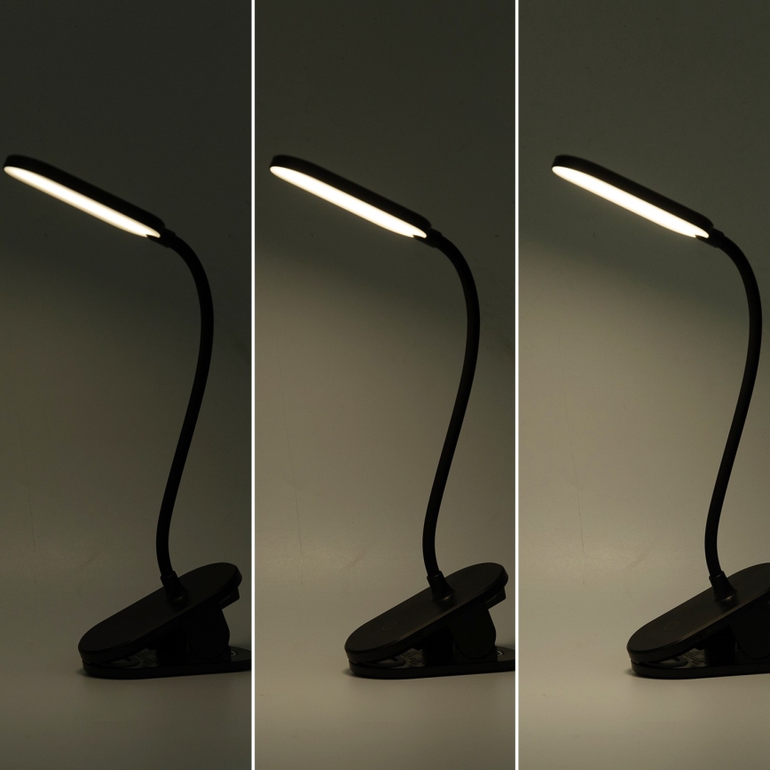 Aigostar - Candeeiro de mesa LED com regulação com clipe LED/2,5W/5V preto