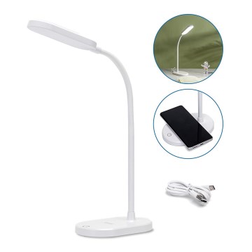 Aigostar - Candeeiro de mesa LED com regulação e carregamento sem fios LED/2,5W/5V branco