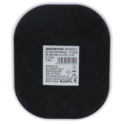 Aigostar - Candeeiro de mesa LED com regulação LED/4W/5V 4000K