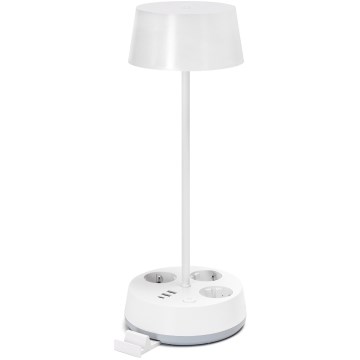 Aigostar - Candeeiro de mesa LED regulável com tomadas e porta USB LED/4,6W/230V 3000/4000/6500K branco