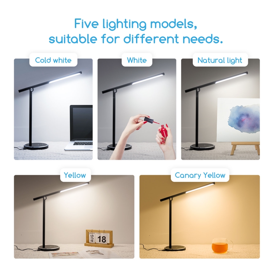 Aigostar - Candeeiro de mesa tátil LED com regulação LED/8W/230V 3000-6000K preto