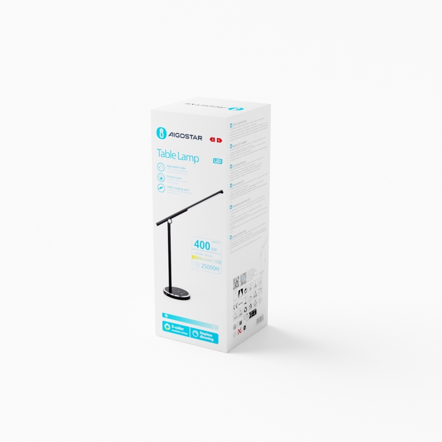Aigostar - Candeeiro de mesa tátil LED com regulação LED/8W/230V 3000-6000K preto