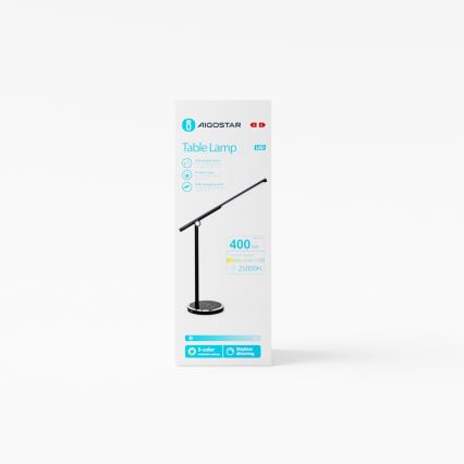 Aigostar - Candeeiro de mesa tátil LED com regulação LED/8W/230V 3000-6000K preto