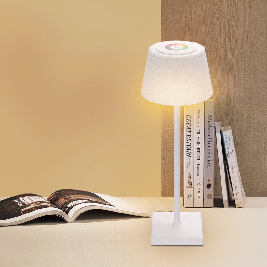 Aigostar -  Candeeiro de mesa LED RGBW exterior recarregável com regulação LED/4W/5V 3600mAh branco IP54