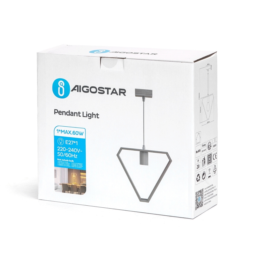 Aigostar - Candeeiro pendente com cabo 1xE27/60W/230V bege