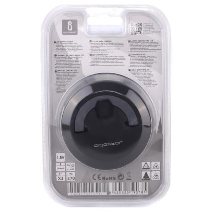 Aigostar - Candeeiro portátil dobrável LED LED/1,4W/3xAA preto/cinzento