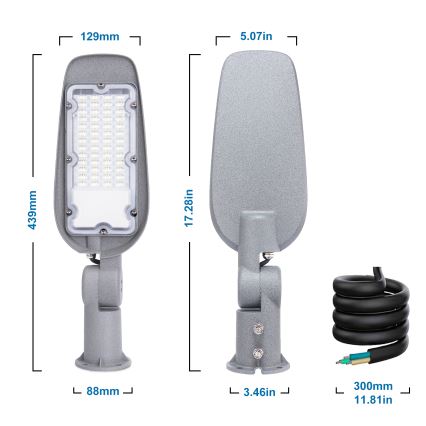 Aigostar - Candeeiro público LED LED/30W/230V 6500K IP65