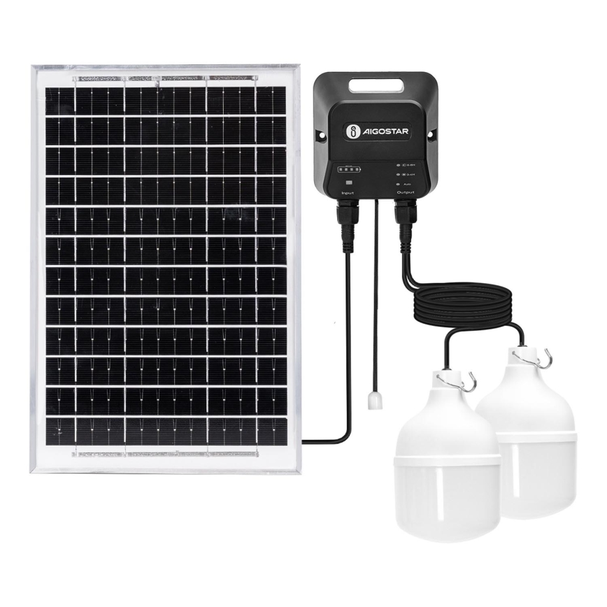 Aigostar - Candeeiro solar LED 2xLED/35W/12V 6000 mAh 6500K diâmetro 10 cm + comando