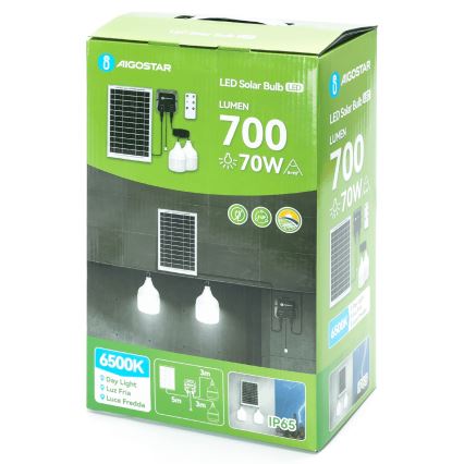 Aigostar - Candeeiro solar LED 2xLED/35W/12V 6000 mAh 6500K diâmetro 10 cm + comando