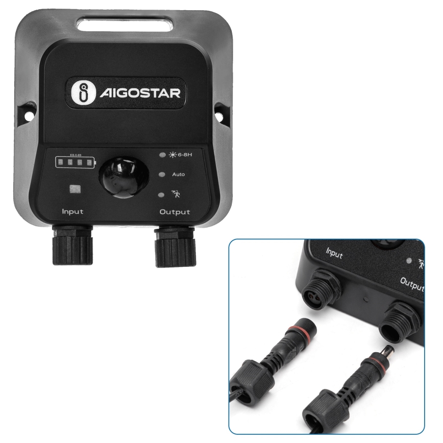 Aigostar - Candeeiro solar LED com sensor LED/35W/12V 3000 mAh 6500K diâmetro 10 cm + comando