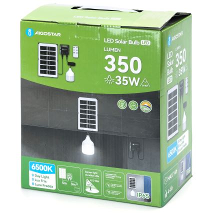 Aigostar - Candeeiro solar LED com sensor LED/35W/12V 3000 mAh 6500K diâmetro 10 cm + comando