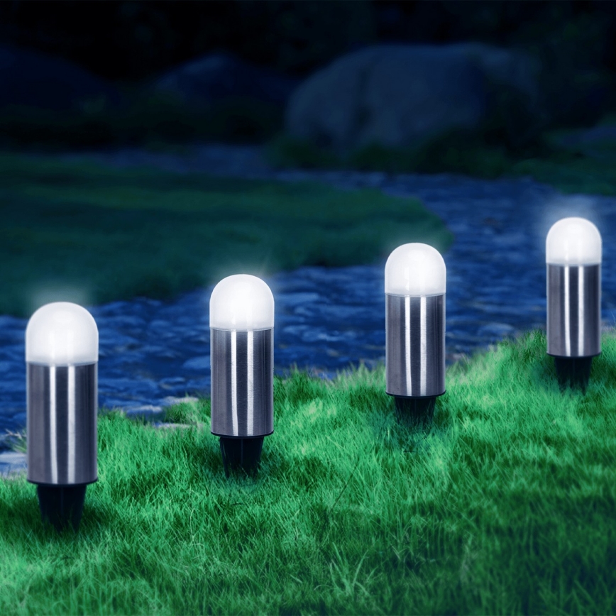 Aigostar - Candeeiro solar LED LED/0,006W/1,2V 20cm cromado mate 6500K IP44