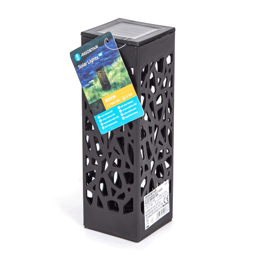 Aigostar - Candeeiro solar LED LED/0,006W/1,2V 100 mAh 28,5 cm preto 6500K IP44