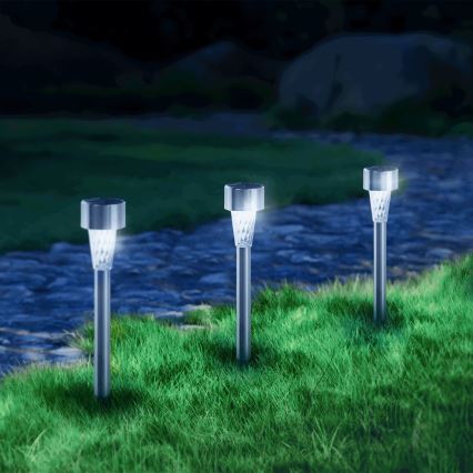 Aigostar - Candeeiro solar LED LED/0,006W/1,2V 29,5 cm cromado mate 6500K IP44