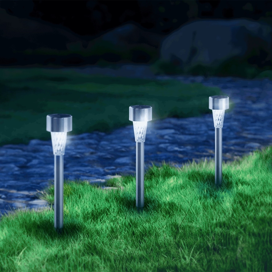 Aigostar - Candeeiro solar LED LED/0,006W/1,2V 29,5 cm cromado mate 6500K IP44
