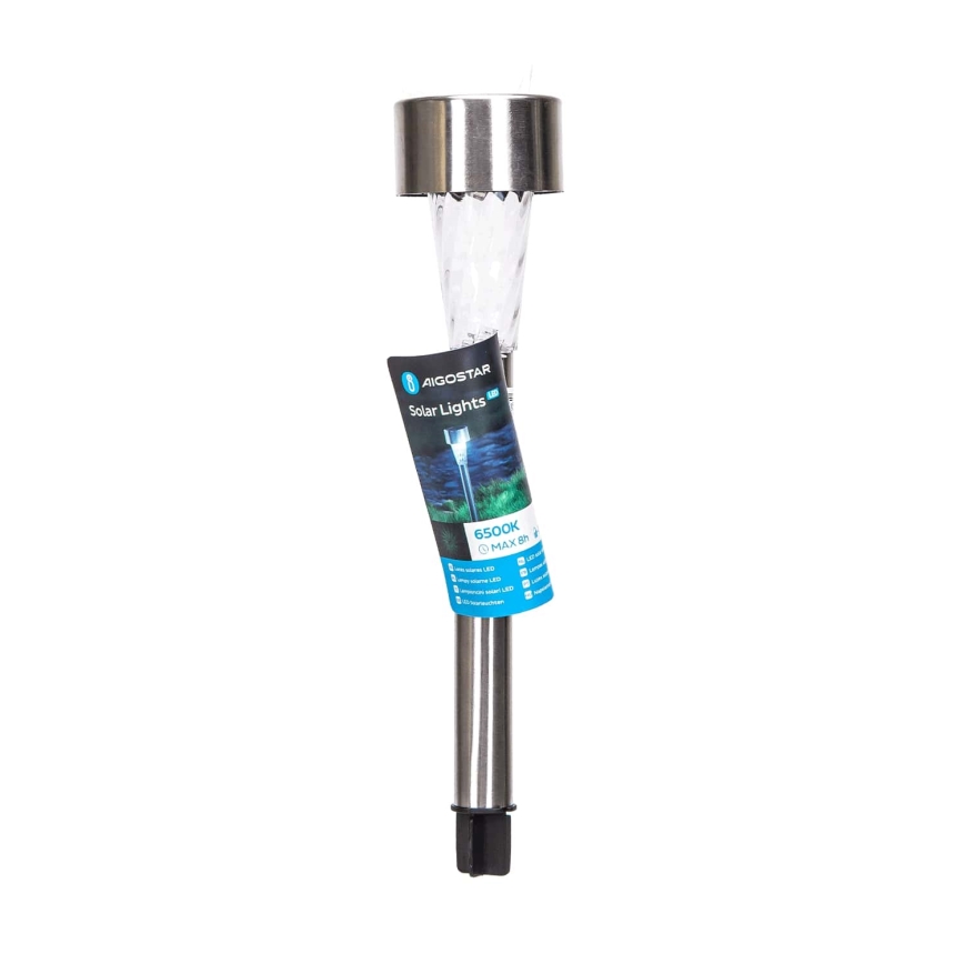 Aigostar - Candeeiro solar LED LED/0,006W/1,2V 29,5 cm cromado mate 6500K IP44
