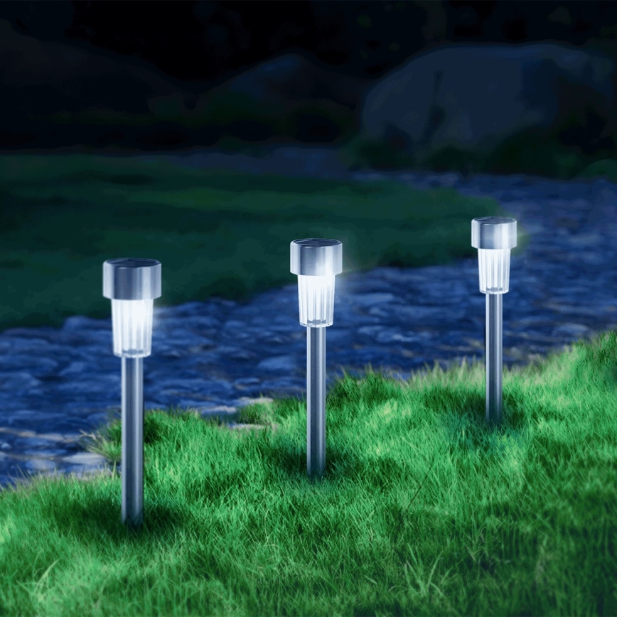 Aigostar - Candeeiro solar LED LED/0,006W/1,2V 29,5 cm cromado mate 6500K IP44