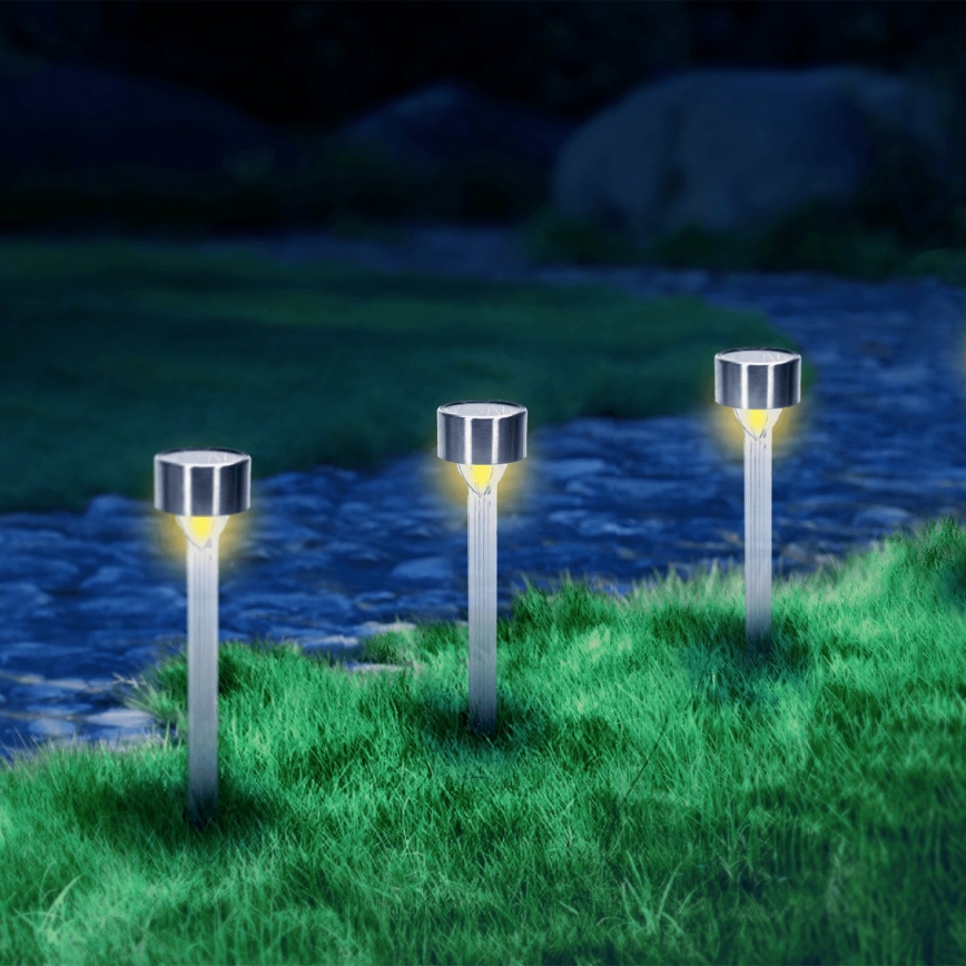 Aigostar - Candeeiro solar LED LED/0,006W/1,2V 32cm cromado mate 200 mAh 2700K IP44
