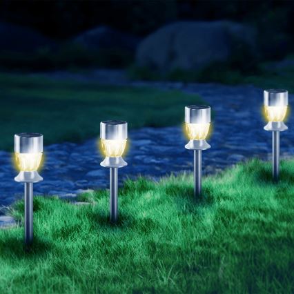 Aigostar - Candeeiro solar LED LED/0,006W/1,2V 35,5cm cromado mate 2700K IP44 100 mAh