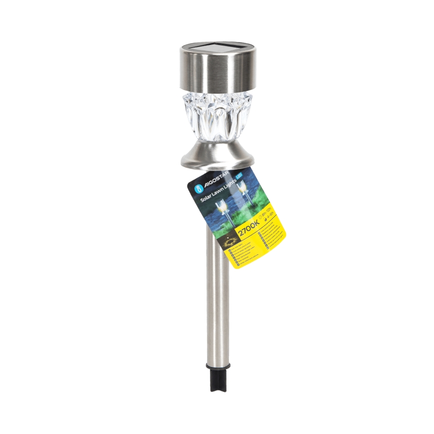 Aigostar - Candeeiro solar LED LED/0,006W/1,2V 35,5cm cromado mate 2700K IP44 100 mAh