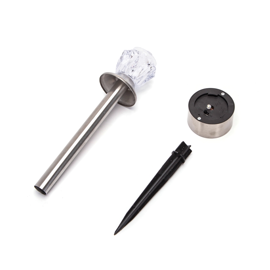 Aigostar - Candeeiro solar LED LED/0,006W/1,2V 35,5cm cromado mate 3000K IP44
