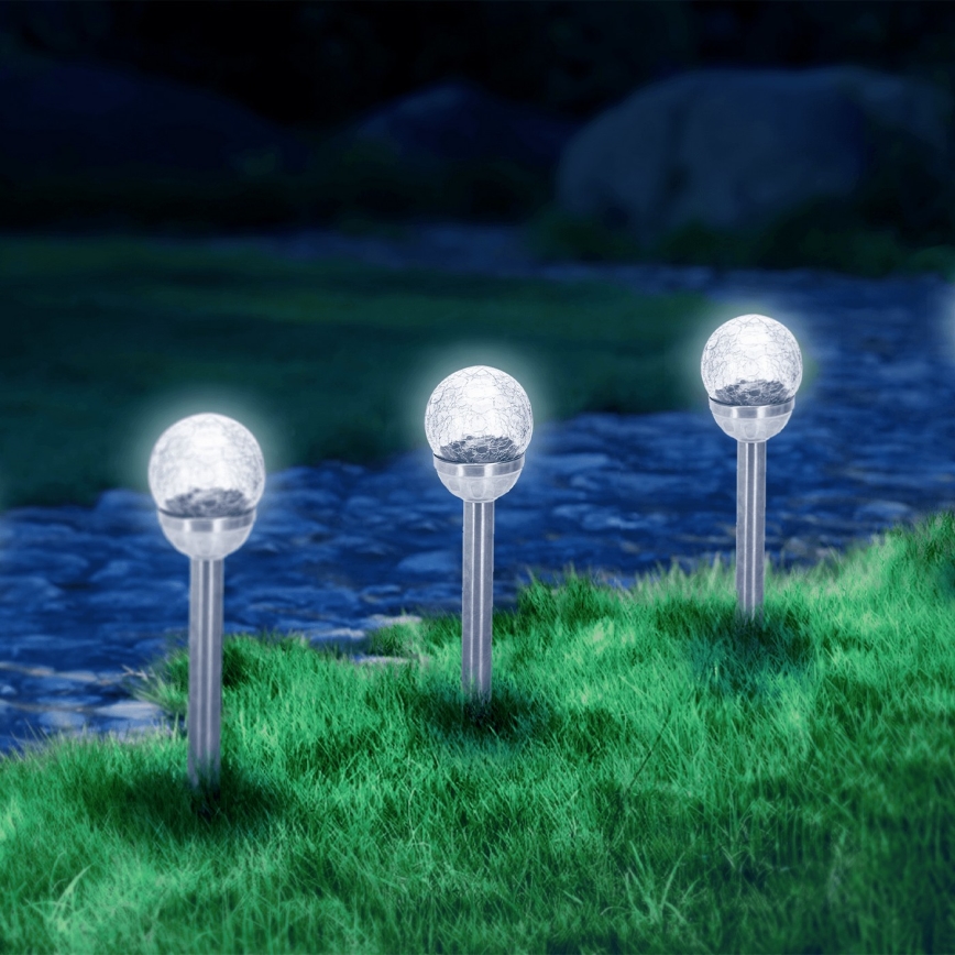 Aigostar - Candeeiro solar LED LED/0,006W/1,2V 37,8cm cromado mate 6500K IP44