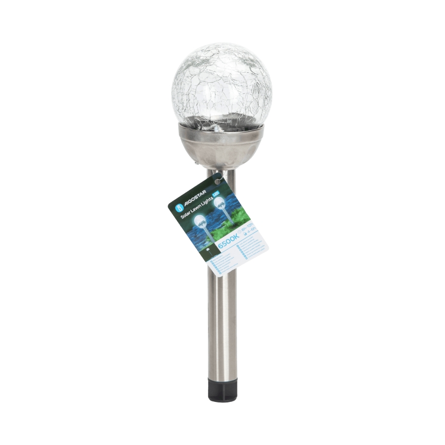 Aigostar - Candeeiro solar LED LED/0,006W/1,2V 37,8cm cromado mate 6500K IP44