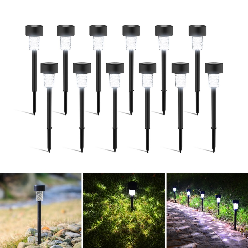 Aigostar - Candeeiro solar LED LED/0,06W/2V 32,7 cm 6500K IP44 preto