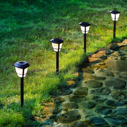 Aigostar - Candeeiro solar LED LED/0,06W/2V 100 mAh 33,8 cm 6500K IP44 preto