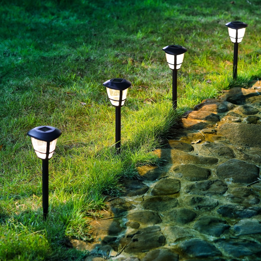 Aigostar - Candeeiro solar LED LED/0,06W/2V 100 mAh 33,8 cm 6500K IP44 preto