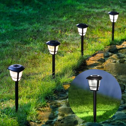 Aigostar - Candeeiro solar LED LED/0,06W/2V 100 mAh 33,8 cm 6500K IP44 preto