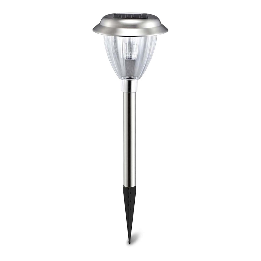 Aigostar - Candeeiro solar LED LED/0,08W/2V 30,4 cm 6500K IP44 cromado mate