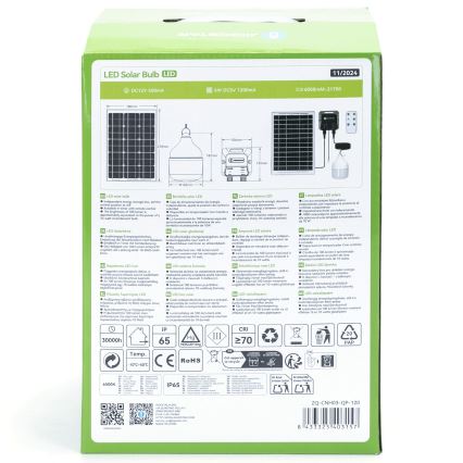 Aigostar - Candeeiro solar LED LED/70W/12V 6000 mAh 6500K diâmetro 12 cm + comando