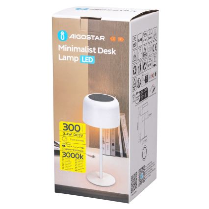 Aigostar - Candeeiro de mesa LED Solar regulável e recarregável LED/3W/5V 2200mAh branco IP54