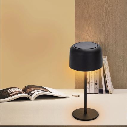 Aigostar - Candeeiro de mesa LED Solar regulável e recarregável LED/3W/5V 2200mAh preto IP54