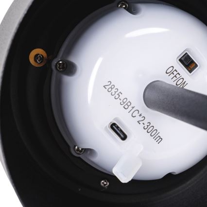 Aigostar - Candeeiro de mesa LED Solar regulável e recarregável LED/3W/5V 2200mAh preto IP54
