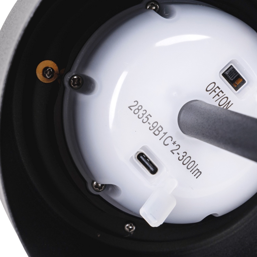 Aigostar - Candeeiro de mesa LED Solar regulável e recarregável LED/3W/5V 2200mAh preto IP54