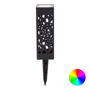 Aigostar - Candeeiro solar LED RGB LED/0,006W/1,2V 28,5cm preto  IP44
