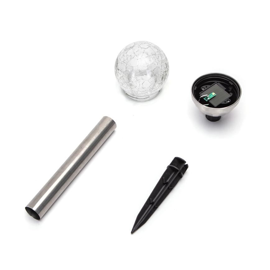 Aigostar - Candeeiro solar LED RGB LED/0,006W/1,2V 37,8cm cromado mate IP44