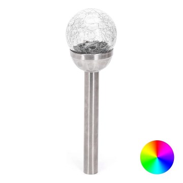 Aigostar - Candeeiro solar LED RGB LED/0,006W/1,2V 37,8cm cromado mate IP44