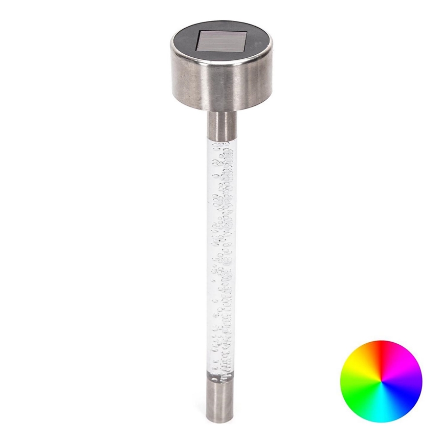 Aigostar - Candeeiro solar LED RGB LED/0,006W/1,2V 40 mAh 36,7cm cromado mate IP44