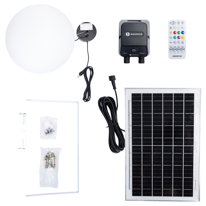 Aigostar - Candeeiro solar LED RGB regulável MESH LED/5W/3,7V 8000 mAh 2700K-6500K IP65 diâmetro 30 cm