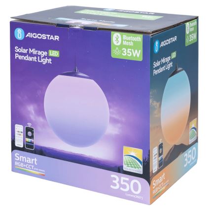 Aigostar - Candeeiro solar LED RGB regulável MESH LED/5W/3,7V 8000 mAh 2700K-6500K IP65 diâmetro 30 cm