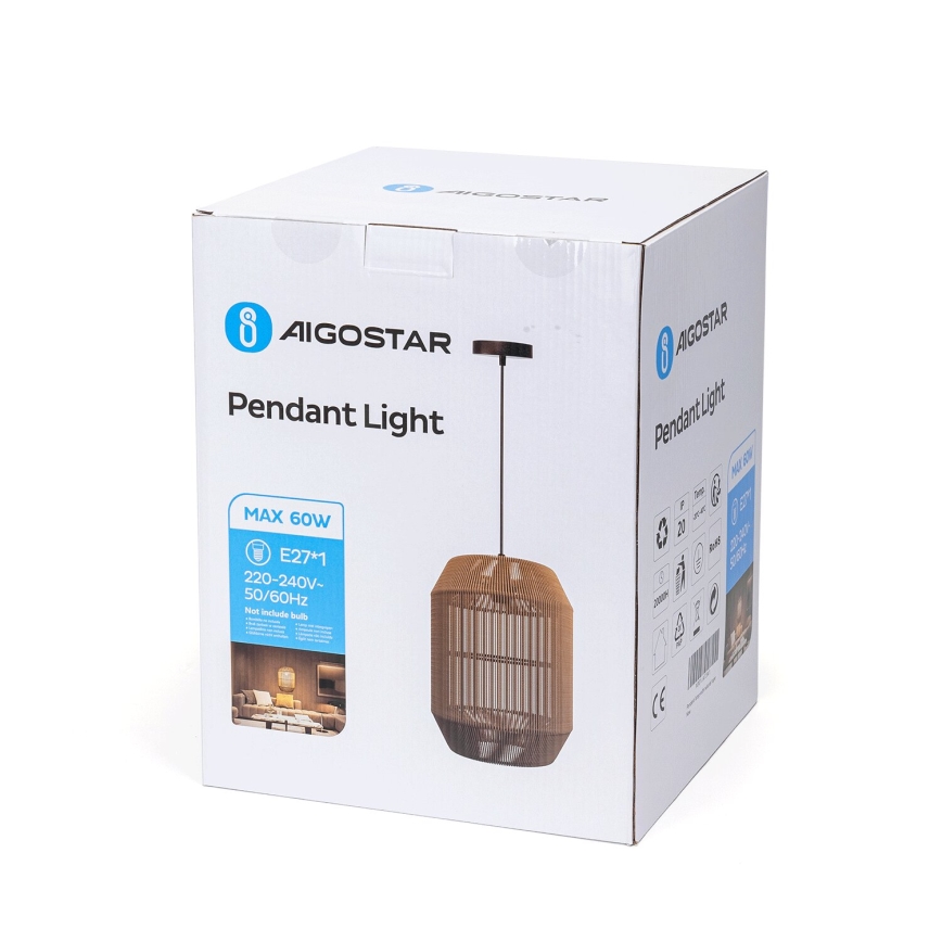 Aigostar - Candeeiro suspenso 1xE27/60W/230V bege