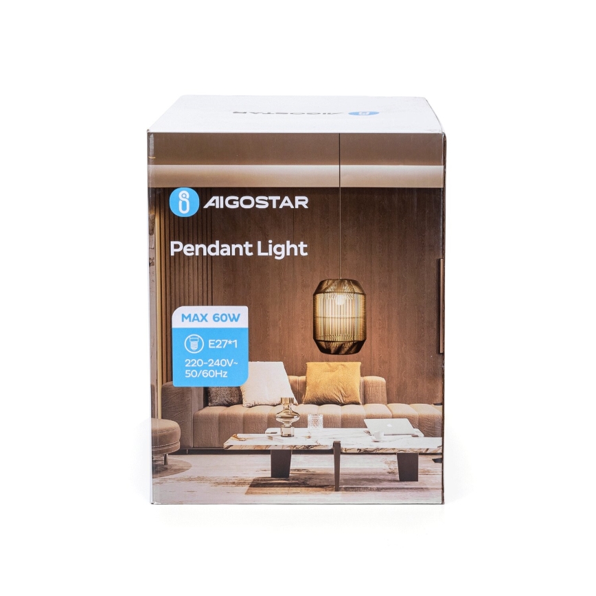 Aigostar - Candeeiro suspenso 1xE27/60W/230V preto