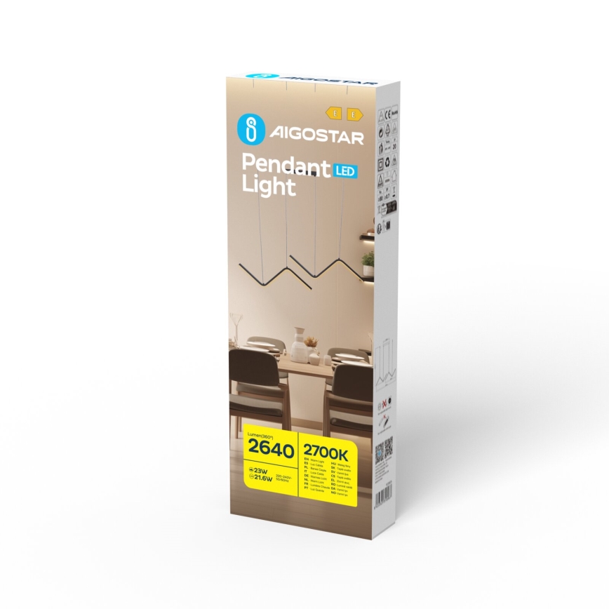 Aigostar - Candeeiro suspenso LED LED/23W/230V 2700K